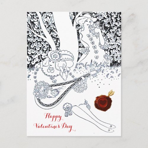 VALENTINES DAY ROMANTIC LOVERS RED WAX SEAL HEART HOLIDAY POSTCARD