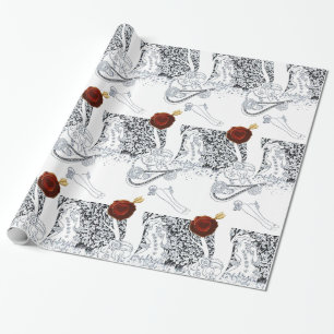 VALENTINE'S DAY ROMANTIC LOVERS RED WAX SEAL HEART WRAPPING PAPER