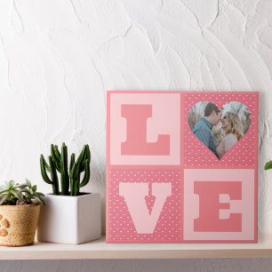 Valentine's Day Romantic Pink Love Heart Photo  Ceramic Tile