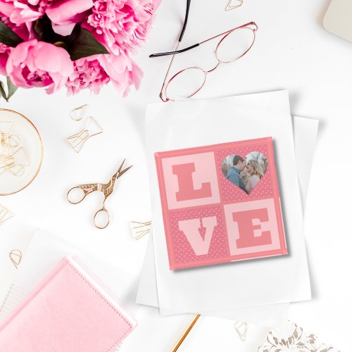 Valentines Day Romantic Pink Love Heart Photo  Paperweight