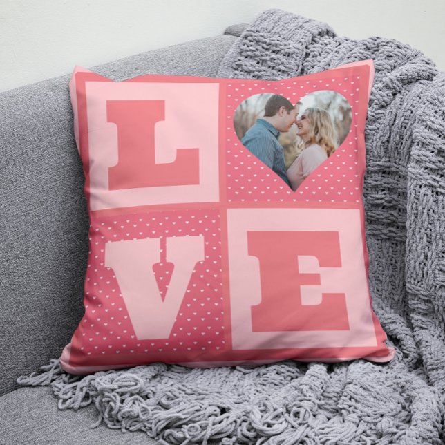 Valentine's Day Romantic Pink Love Heart Photo  Throw Pillow (Creator Uploaded)