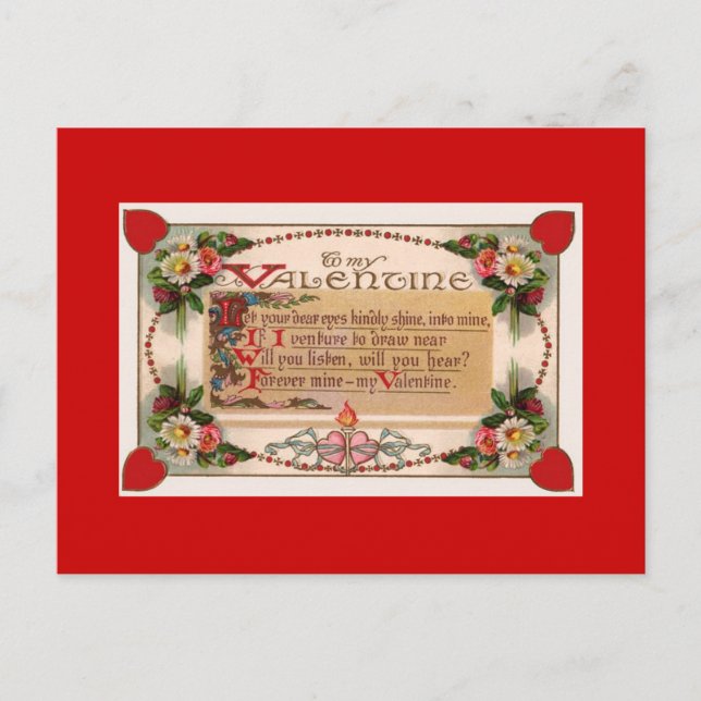 Valentine's Day Romantic Poem Postcard (Front)