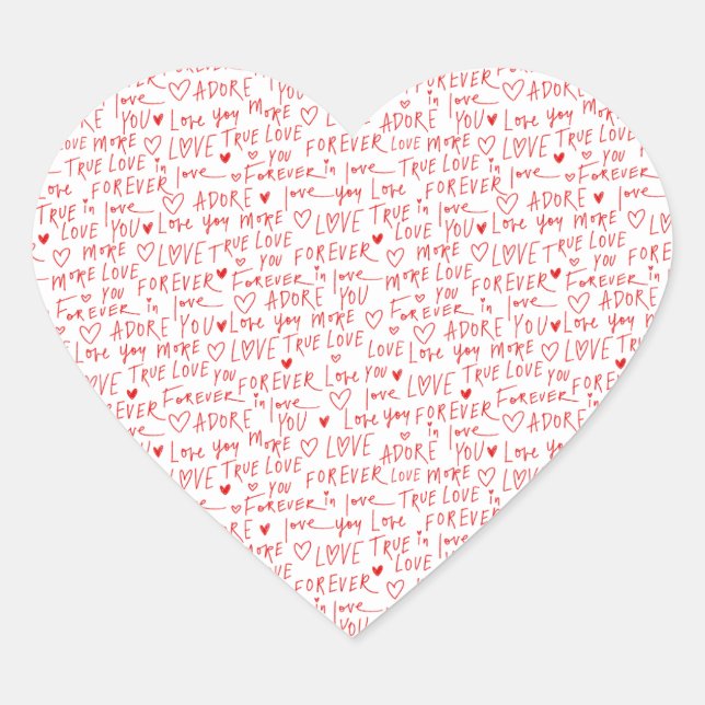 Valentines Day Romantic Words Heart Sticker (Front)