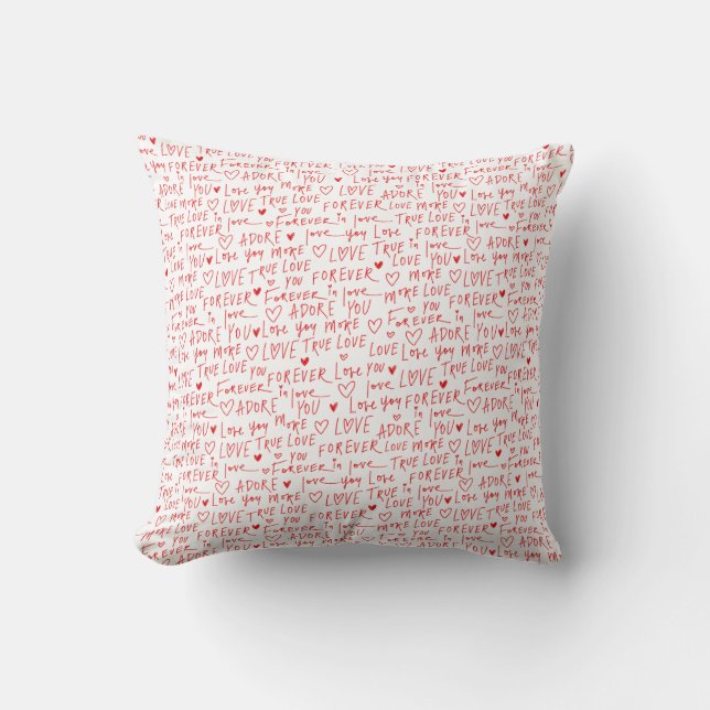 Valentines Day Romantic Words Throw Pillow (Front)
