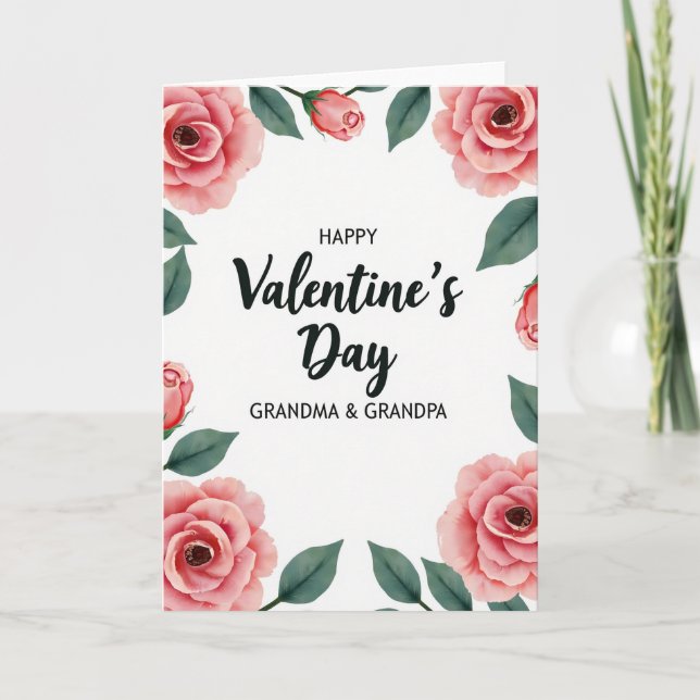 Valentines Day Rose Grandma Grandpa Card (Front)