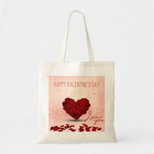 Valentines Day Rose Heart Bouquet _ Budget Tote