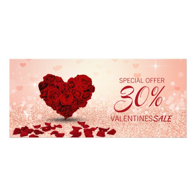 Valentine's Day Rose Heart Bouquet - Discount Card (Front)