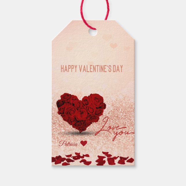 Valentine's Day Rose Heart Bouquet - Gift Tag (Front)