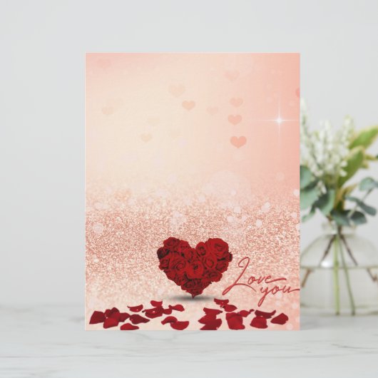 Valentine's Day Rose Heart Bouquet - Letterhead (Standing Front)