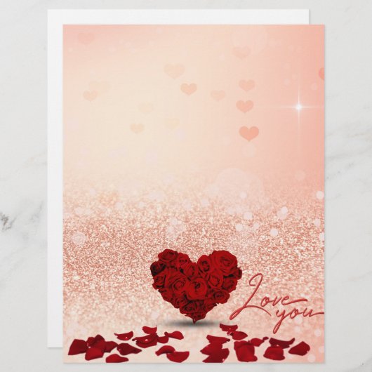 Valentine's Day Rose Heart Bouquet - Letterhead (Front/Back)