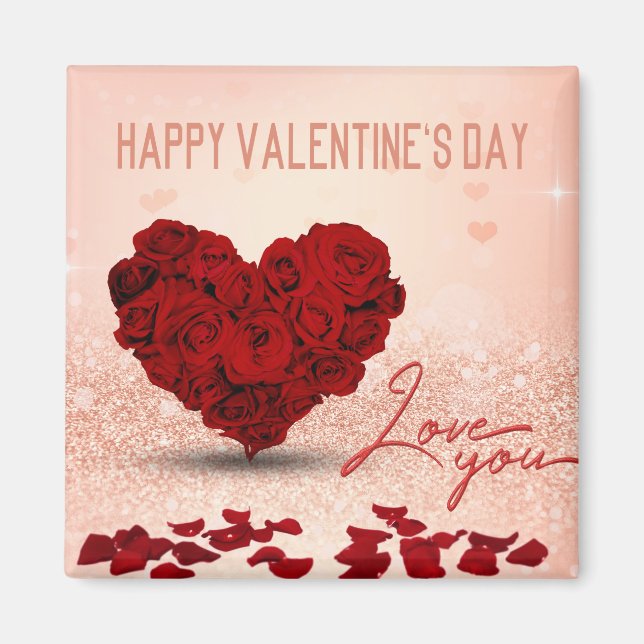 Valentine's Day Rose Heart Bouquet - Magnet (Front)