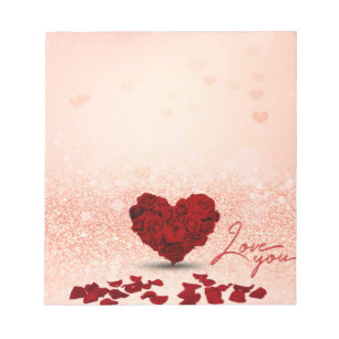 Valentine's Day Rose Heart Bouquet - Notepad