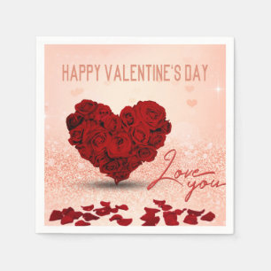 Valentine's Day Rose Heart Bouquet - Paper Napkin
