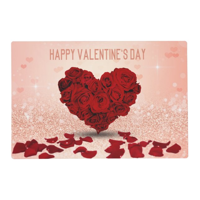 Valentine's Day Rose Heart Bouquet - Placemat (Front)