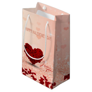 Valentine's Day Rose Heart Bouquet Small Gift Bag