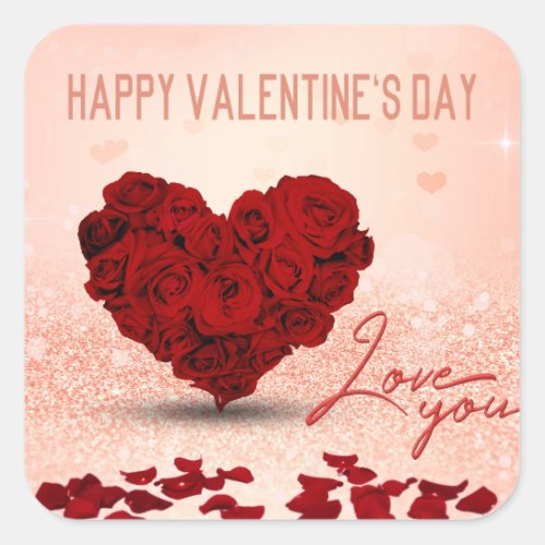 Valentines Day Rose Heart Bouquet _ Sticker