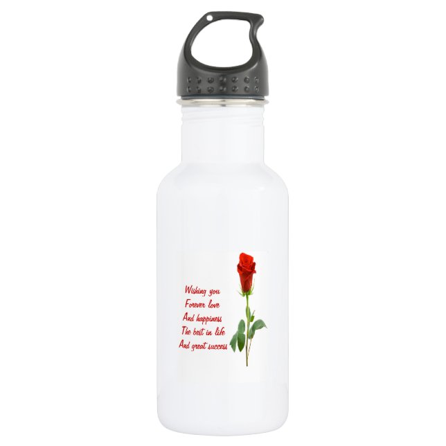 valentine's day rose poem water bottle (Front)