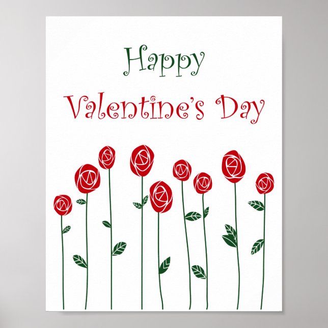 Valentine's Day Roses Ostrich Love Romance Flower Poster (Front)