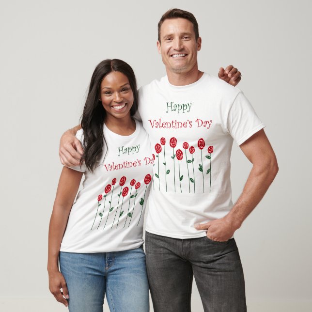 Valentine's Day Roses Ostrich Love Romance Flower T-Shirt (Unisex)