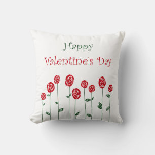 Valentine's Day Roses Ostrich Love Romance Flower Throw Pillow