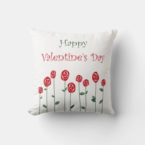 Valentines Day Roses Ostrich Love Romance Flower Throw Pillow