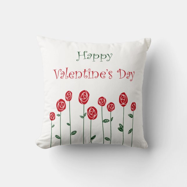 Valentine's Day Roses Ostrich Love Romance Flower Throw Pillow (Front)