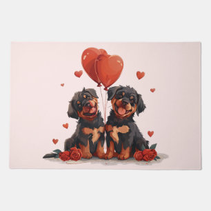 Valentines Day Rottweiler Dogs Doormat