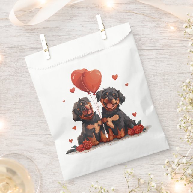 Valentines Day Rottweiler Dogs Favor Bag (Clipped)