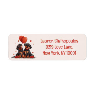 Valentines Day Rottweiler Dogs Label