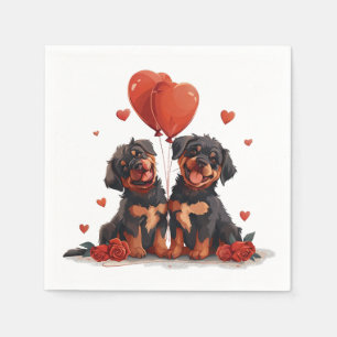 Valentines Day Rottweiler Dogs Napkins