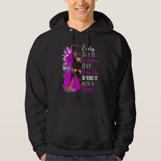 Valentines Day Rottweiler Mom Mother Dog Doggie Ro Hoodie (Front)