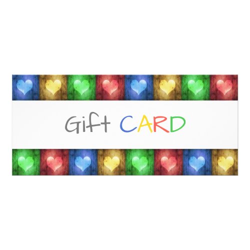 Valentines Day Rustic Colorful Hearts Gift Card