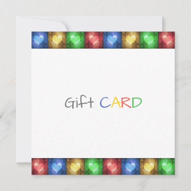 Valentine's Day Rustic Hearts Colorful Gift Card (Front)