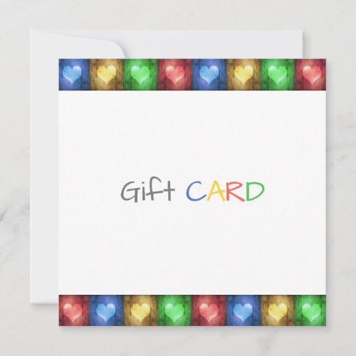 Valentines Day Rustic Hearts Colorful Gift Card