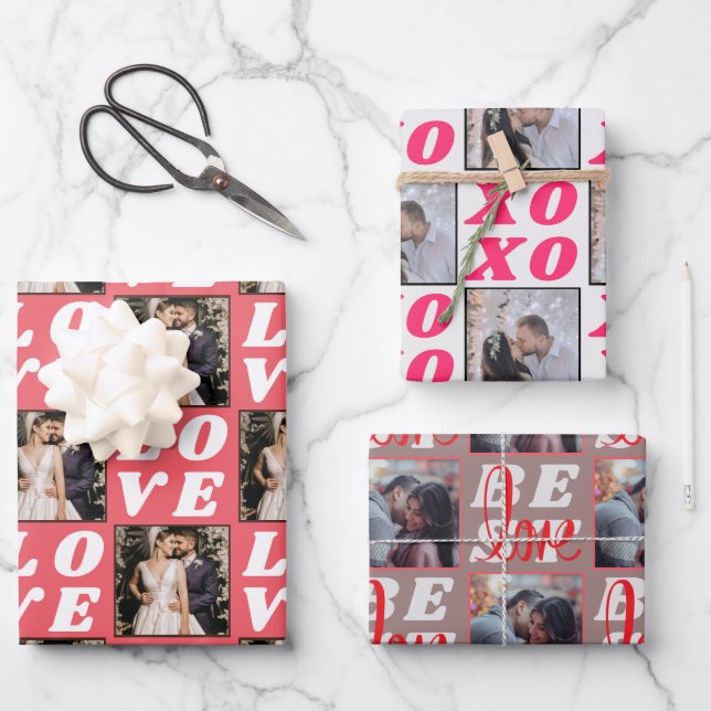 Valentines Day Rustic Love Xoxo Photo Gift Wrapping Paper Sheets (Front)