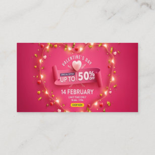 valentine's day sale special offer up to 50 off enclosure card
