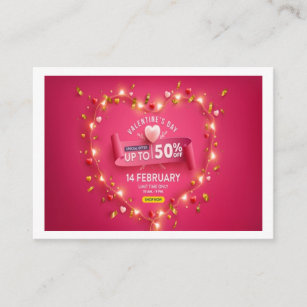 valentine's day sale special offer up to 50 off enclosure card