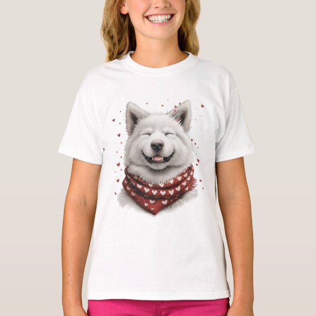 Valentines Day Samoyed Dog T-Shirt (Front)