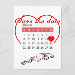 Valentine's Day Save the Date Cute Calendar Announcement Postcard