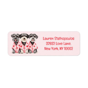 Valentines Day Schnauzer Dogs Label