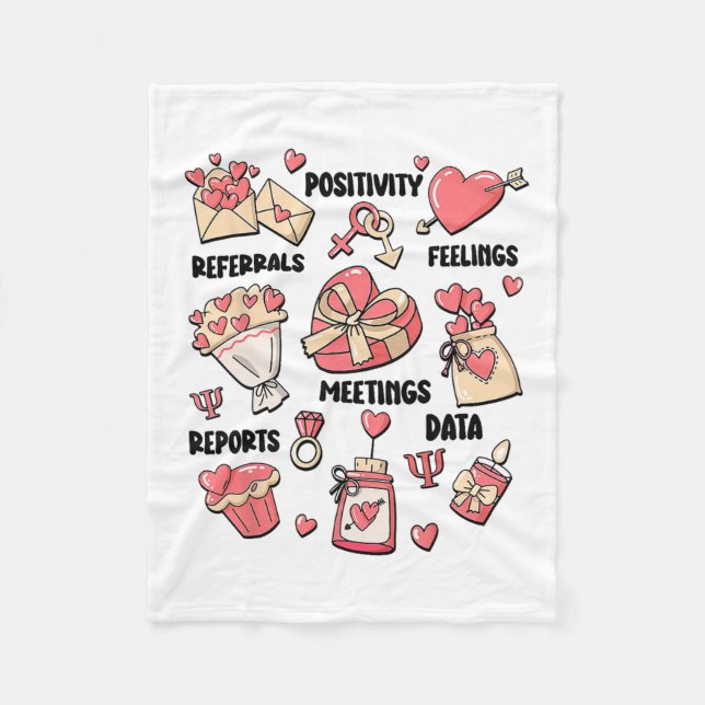 Valentine's Day School Psychologist School Psych T Fleece Blanket (Front)
