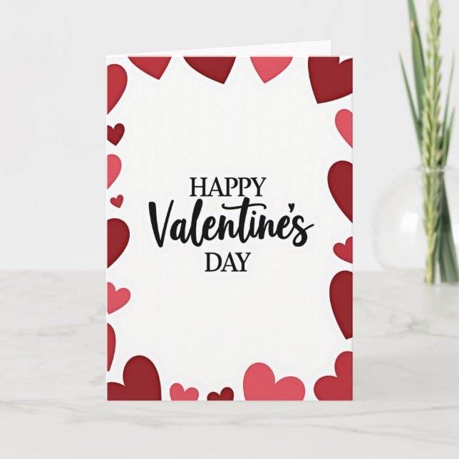 Valentines Day Script Hearts Card (Front)