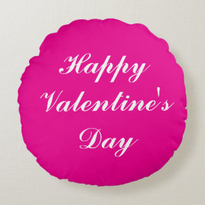 Valentine's Day Script Romantic Hot Pink Cute 2025 Round Pillow