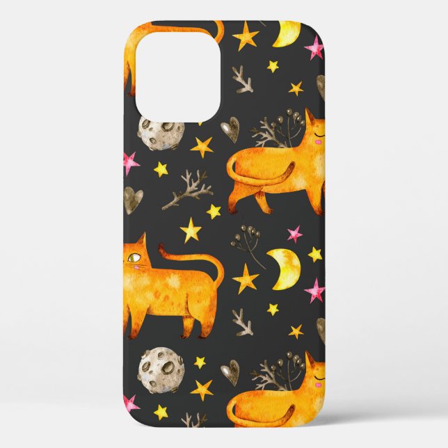 Valentine's day seamless pattern with cats, stars  Case-Mate iPhone case (Back)