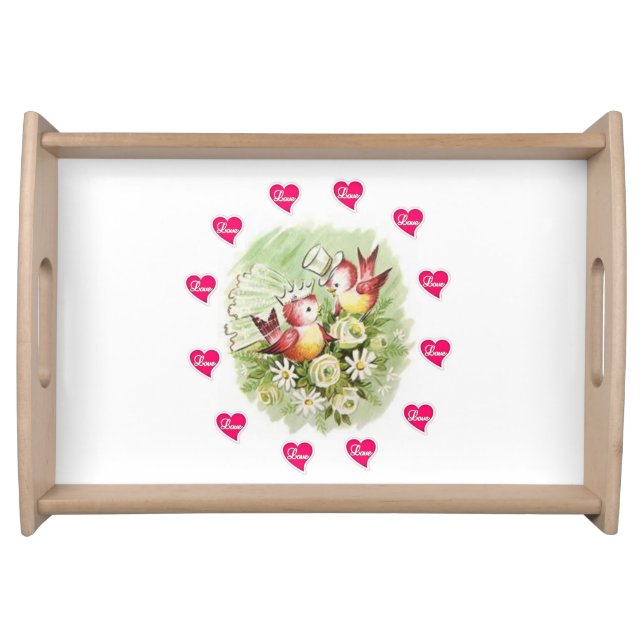 Valentines Day Serving Tray Bird Vintage (Front)