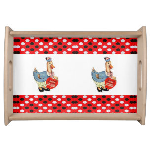 Valentines Day Serving Tray Duck Vintage
