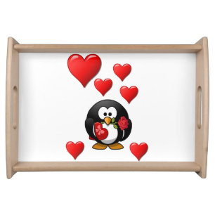 Valentines Day Serving Tray Love Penguin