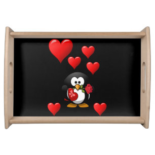 Valentines Day Serving Tray Love Penguin