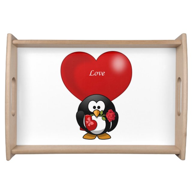 Valentines Day Serving Tray Love Penguin (Front)