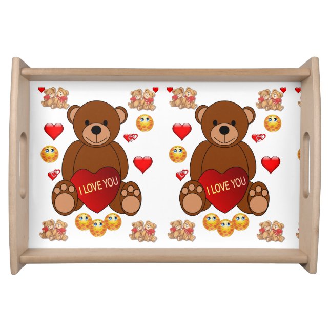 Valentines Day Serving Tray Love Teddy Bear (Front)